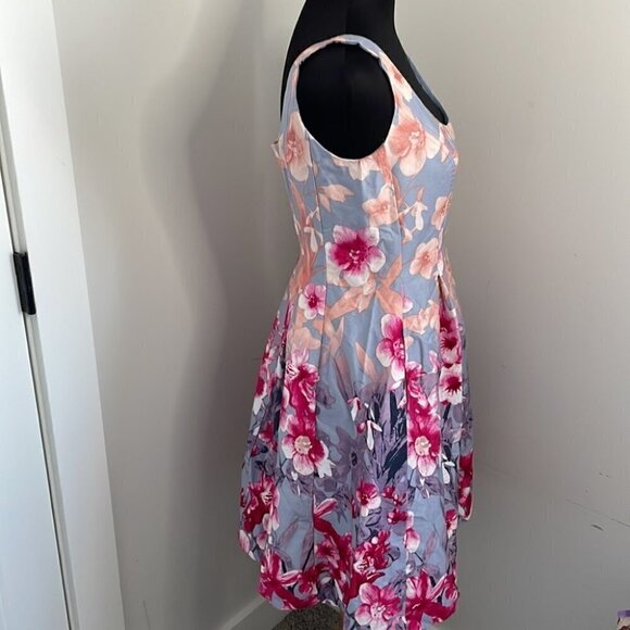 Nine West NWT classic fit n flare dress Jazzberry floral party event dress sz 2 - Picture 10 of 13